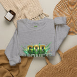 God Money Power Crewneck Sweatshirt — Bold Faith & Prosperity Graphic