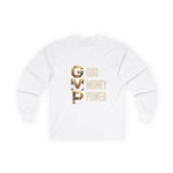 GMP Long Sleeve Tee — God Money Power Gold Graphic