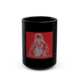 Black Ceramic Mug — 'God Money Power' Retro Religious Illustration