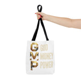 God Money Power Tote Bag – Gold 3-Word Motivational AOP Tote