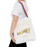 Inspirational Faith Tote Bag — "Put God First, Hustle for the Money" All-Over Print