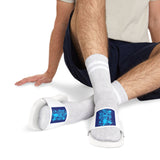 Men's Slide Sandals with Blue Floral Crest Design