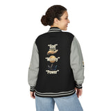 Letterman Jacket — 'War Money Power' Crown Graphic Varsity Jacket