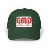 God Money Power Dad Cap – White Embroidered GMP Baseball Hat