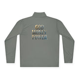 Quarter-Zip Pullover — "GOD MONEY POWER" Graphic Pullover