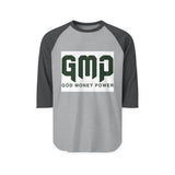 GMP 'God Money Power' Raglan Baseball Tee — Faith & Prosperity Graphic Shirt