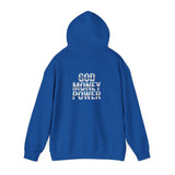 Hoodie — "God Money Power" Chrome Text Pullover