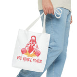 God Money Power Tote Bag — Bold Graphic Religious Streetwear Tote
