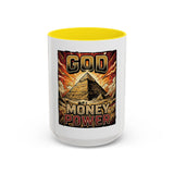 Coffee Mug - 'God Money Power' Pyramid Graphic Accent Mug (11/15oz)