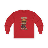 Long Sleeve Tee — GOD MONEY POWER Graphic Shirt