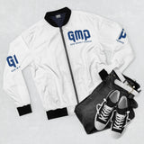 GMP "God Money Power" Bomber Jacket — White Graphic Streetwear Jacket