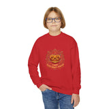 Youth Crewneck Sweatshirt — Vintage Halloween Pumpkin "GOD MONEY POWER"