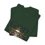 Graphic Tee — "God Money Power" Skull Design