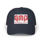 God Money Power Dad Cap – White Embroidered GMP Baseball Hat