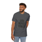 God Money Power T-Shirt — Bold Typography Faith & Hustle Tee