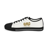 Men's Low Top Sneakers — White Casual Canvas Shoes with Gold GMP Logo