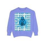 Graphic Sweatshirt - "God Money Power" Blue Retro Streetwear Crewneck