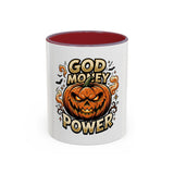 God Money Power- Pumpkin Coffee Mug — Halloween Accent Mug (11/15oz)