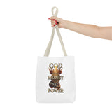 God Money Power Crown Tote Bag — Religious Inspirational Statement Tote