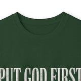 Long Sleeve Tee — "Put God First, Hustle for the Money, Put Yourself in Power" Inspirational Faith & Hustle Top