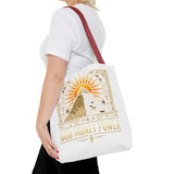 Egyptian Pyramid Tote Bag — "God Money Power" Sun & Ankh Graphic