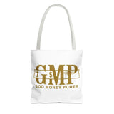 GMP "God Money Power" Gold Logo Tote Bag — Inspirational Faith & Prosperity Canvas Tote