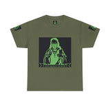 Graphic Tee — 'God Money Power' Neon Saint Illustration