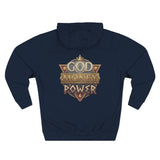 Hoodie — 'God Money Power' Vintage Emblem Fleece Hoodie