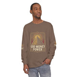 Long Sleeve T-Shirt — 'God, Money, Power' Pyramid Graphic