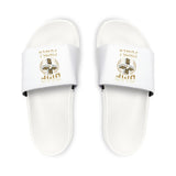 Men's White Slide Sandals with Gold Emblem — Casual Pool & Beach Slides