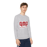 God Money Power (GMP) Youth Long Sleeve Tee — Red Logo Athletic Shirt
