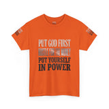 Inspirational Faith Tee — "Put God First, Hustle for the Money, Put Yourself in Power"