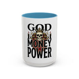God Money Power-Coffee Mug — Skull Crown Gothic Accent Mug (11oz & 15oz)