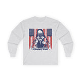 Long Sleeve Tee - Patriotic Bandana Mask Design with 'God, Money & Power' Graphic