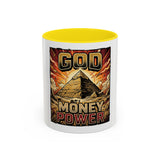 Coffee Mug - 'God Money Power' Pyramid Graphic Accent Mug (11/15oz)