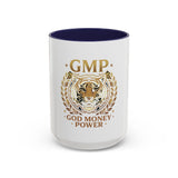 GMP Tiger Accent Coffee Mug — "God Money Power" Motivational 11/15oz Ceramic Mug