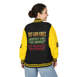 Letterman Jacket - "Put God First, Hustle for the Money" Inspirational Varsity Jacket