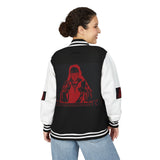 Letterman Jacket — Gothic Nun "I Feel No Pain" Red & White Varsity Jacket