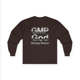 Long Sleeve Tee — GMP God "Money Power" Metallic Logo