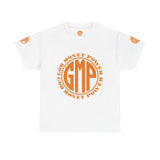 God Money Power (GMP) Logo T-Shirt — Retro Orange Circle Graphic Tee