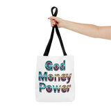 God Money Power Tote Bag – Bold 3D Typography Inspirational Carryall