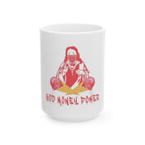 God Money Power Ceramic Mug — Edgy Religious Pop Art Coffee Cup (11oz/15oz)