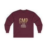 GMP (God Money Power) Long Sleeve Tee — Gold Logo Faith Streetwear