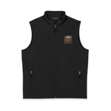 God Money Power- Men's Black Soft Shell Vest – Small American Flag Chest Patch