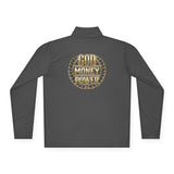 Quarter-Zip Pullover — 'God Money Power' Gold Crest