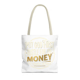 Inspirational Faith Tote Bag — "Put God First, Hustle for the Money" All-Over Print