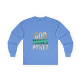 God Money Power -Long Sleeve Tee — Inspirational Faith & Wealth Graphic Shirt