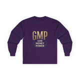 GMP (God Money Power) Long Sleeve Tee — Gold Logo Faith Streetwear