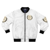 God Money Power Bomber Jacket — White Graphic Men's Jacket
