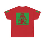 Graphic Tee — Masked Saint Illustration (Red & Green)